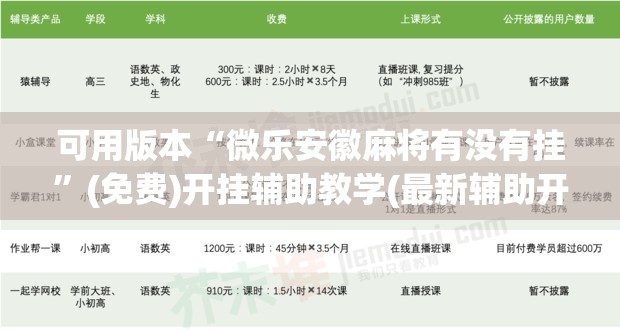 可用版本“微乐安徽麻将有没有挂”(免费)开挂辅助教学(最新辅助开挂教程)
