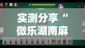 实测分享“微乐湖南麻将挂免费下载”2026开挂教程步骤