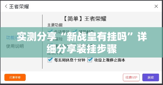 实测分享“新战皇有挂吗”详细分享装挂步骤