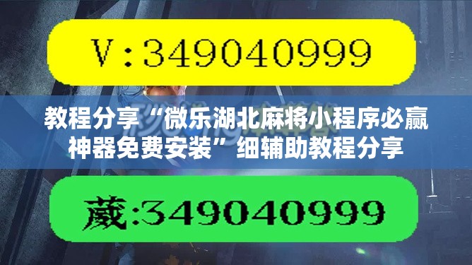 教程分享“微乐湖北麻将小程序必赢神器免费安装”细辅助教程分享