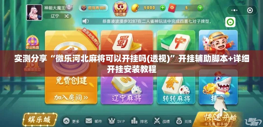 实测分享“微乐河北麻将可以开挂吗(透视)”开挂辅助脚本+详细开挂安装教程